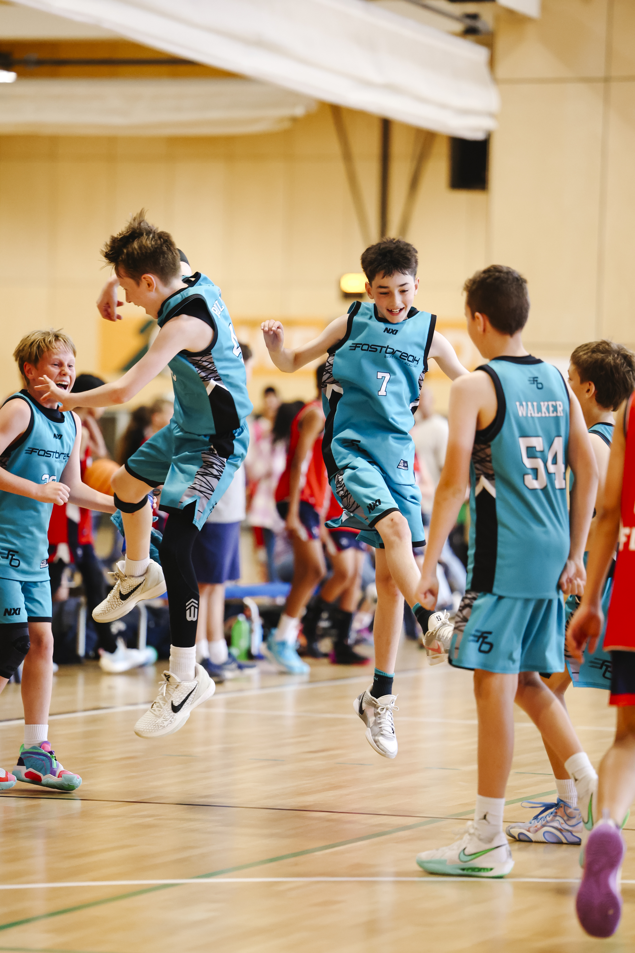 Kids jumping in celebration